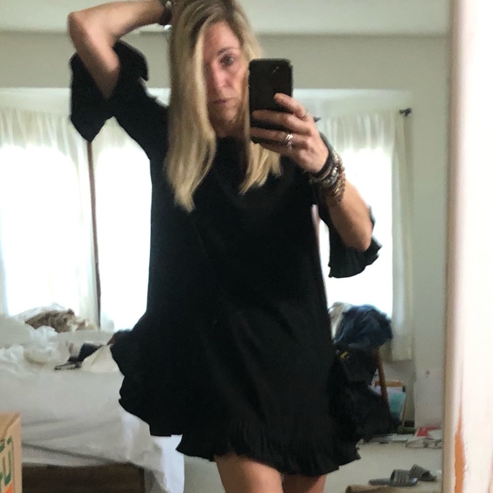 Insanely cool sexy lil black designer dress with great chic twill edges